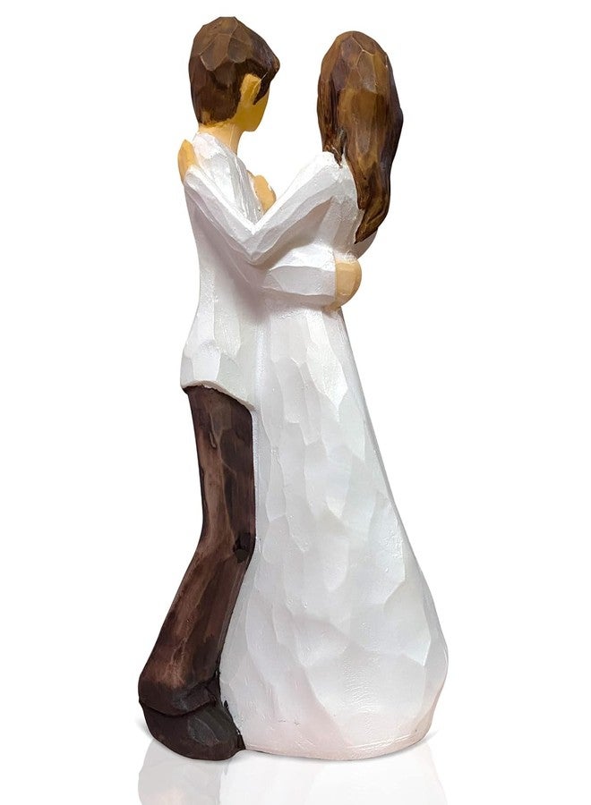 اكستور تمثال زوجين رومانسيين متوسط الحجم مطلي يدويًا من إكستوري | ديكور منزلي جميل من الراتنج (عبوة من قطعة واحدة، لون أبيض وبني) - Image 5